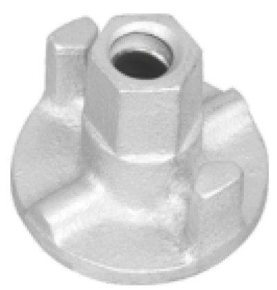 Scaffolding base collar nut for secure connection of props and jacks in construction support systems