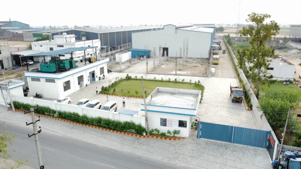 Eastman Exports scaffolding manufacturing facility with warehouse, offices, and secured entrance
